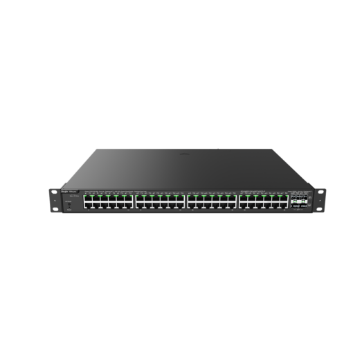 Reyee RG-NBS3100-48GT4SFP-P , 48 × 10/100/1000Base-T copper ports with auto-negotiation, 4 × 1GE SFP ports, fixed single AC power supply, PoE/PoE+ power supply, 370 W PoE power supply